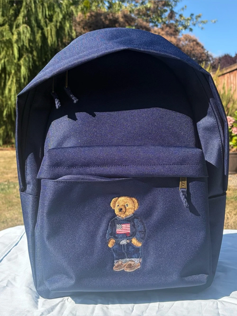 Polo by Ralph Lauren Navy Bear-Embroidered Backpack